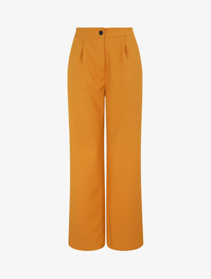 Pantalon ample coupe droite - Jaune moutarde - 4