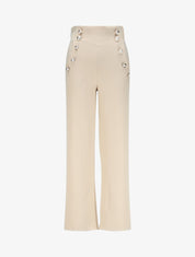 Pantalon droit à boutons et taille stylisés - Beige - 1