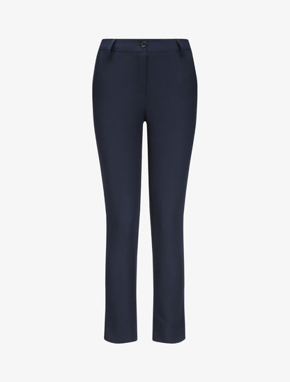 Pantalon droit à bords fendus - Marine - 1