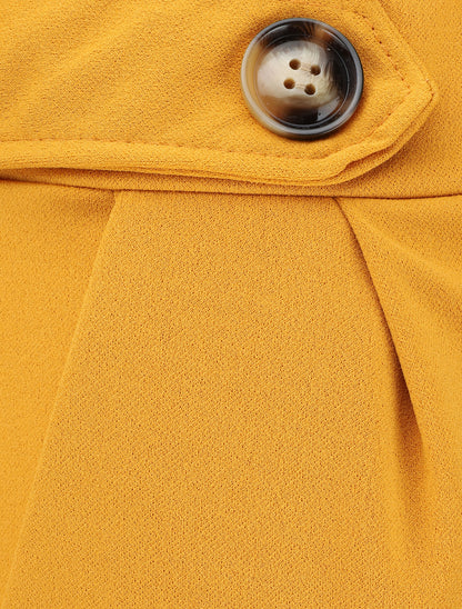 Pantalon ample à taille élastiquée - Jaune moutarde - 3
