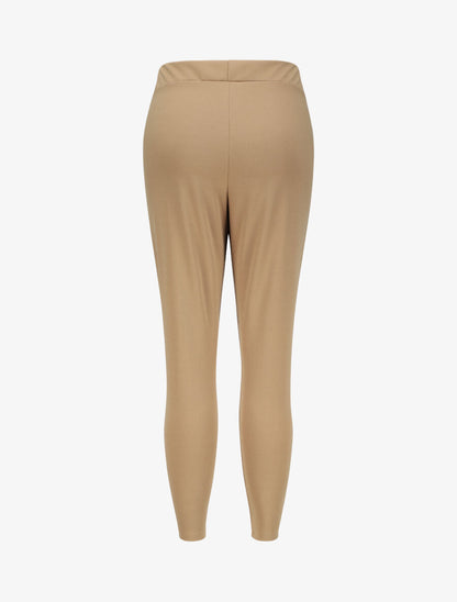 Pantalon à taille élastiquée et liens à nouer - Camel - 2