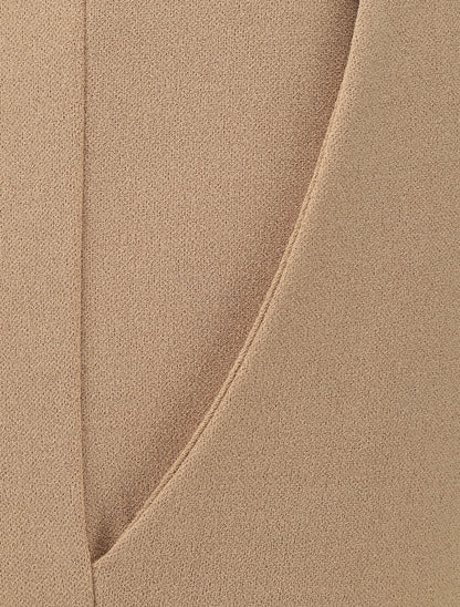 Pantalon à taille élastiquée et liens à nouer - Camel - 3