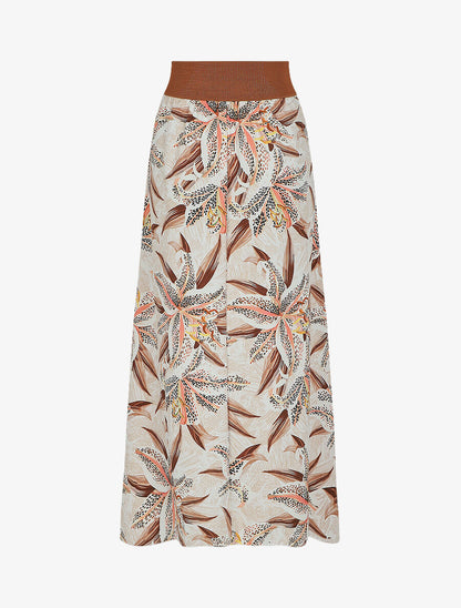 Jupe longue à imprimé fleurs de lys - Beige - 2