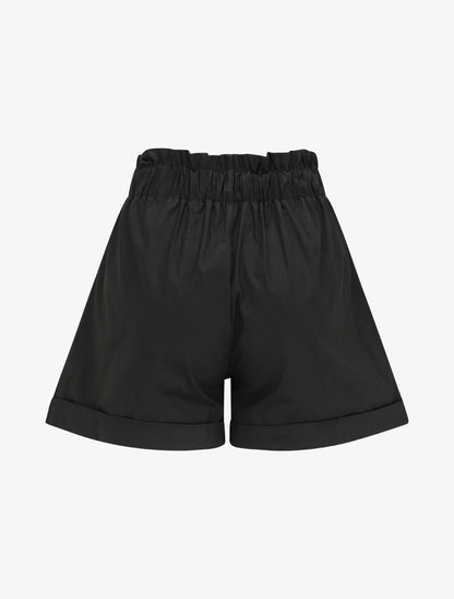 Short taille haute évasé à ourlet - Noir - 2