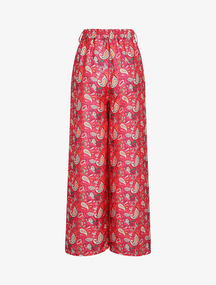 Pantalon satiné imprimé cachemire - Fushia - 2