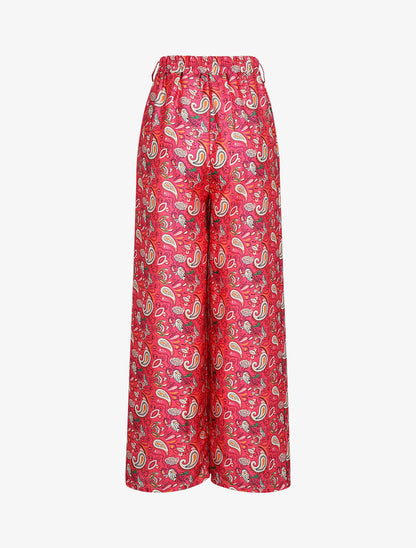 Pantalon satiné imprimé cachemire - Fushia - 2