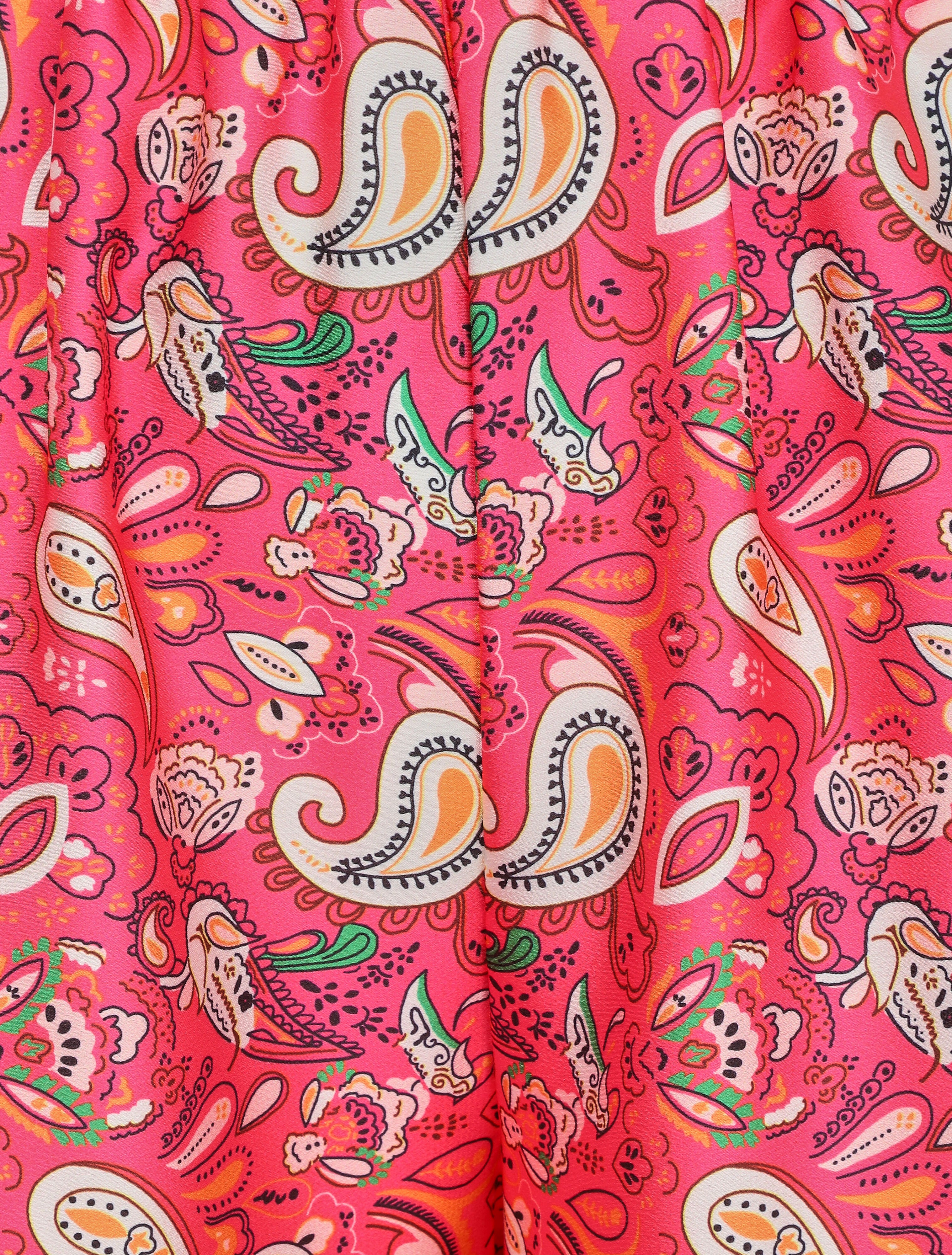 Pantalon satiné imprimé cachemire - Fushia - 3