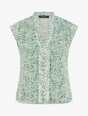 Top sans manches imprimé feuilles stylisées - Vert - 1