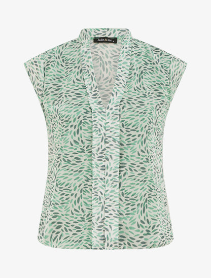 Top sans manches imprimé feuilles stylisées - Vert - 1