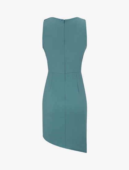 Robe drapée sans manches - Bleu clair - 2