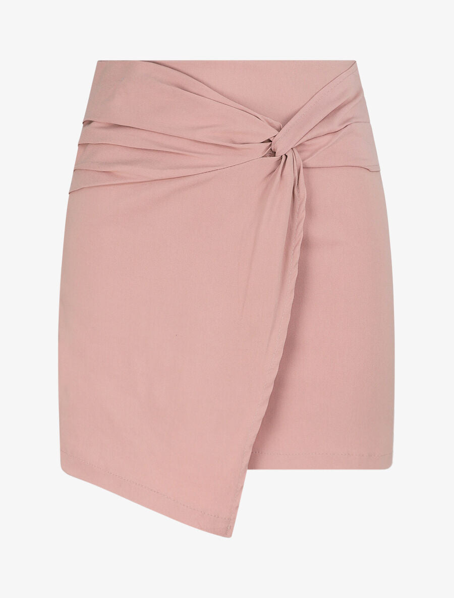 Mini jupe portefeuille drapée - Rose pâle - 1