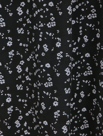 Robe longue empire à bretelles imprimé fleurs des champs - Noir - 5