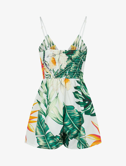 Combishort à imprimé tropical - Vert - 2