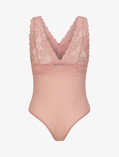 Body uni en dentelle - Rose - 2