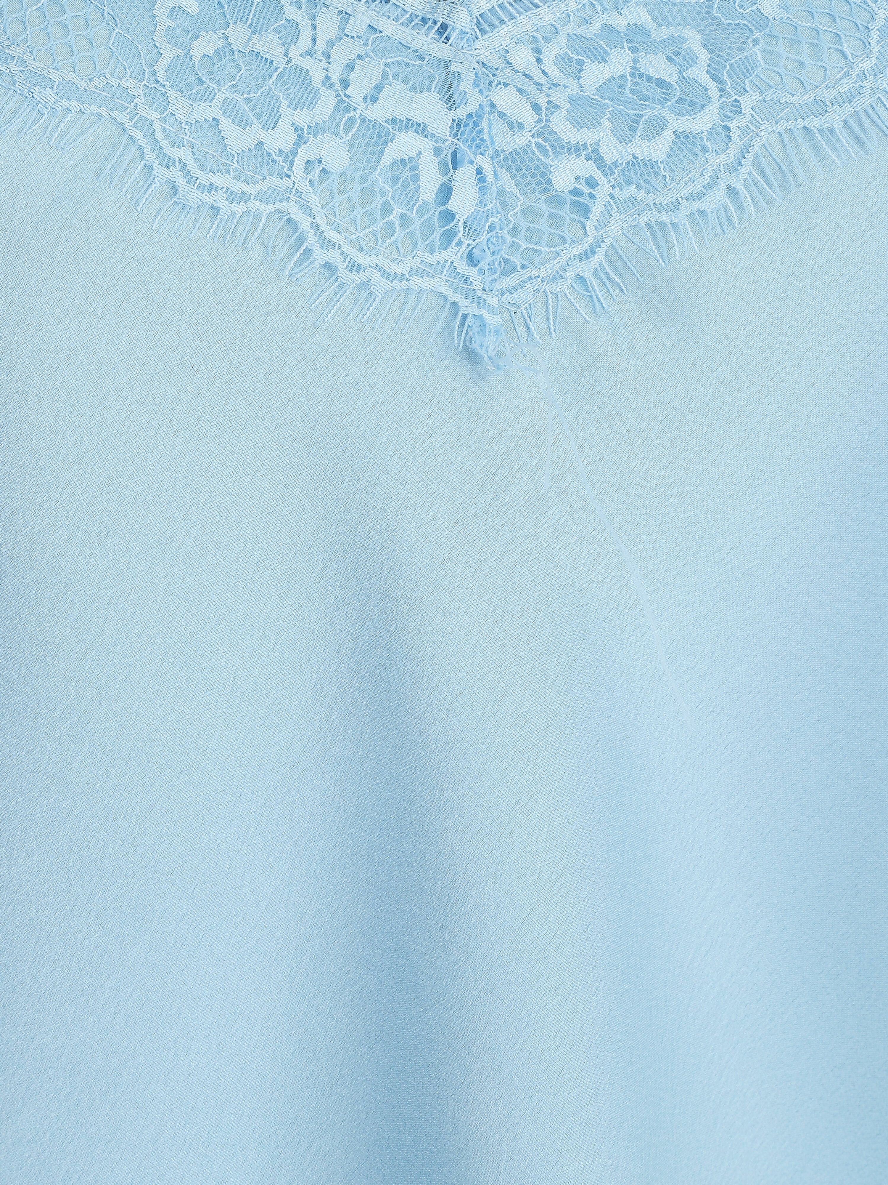 Caraco satiné à dentelle - Bleu ciel - 3