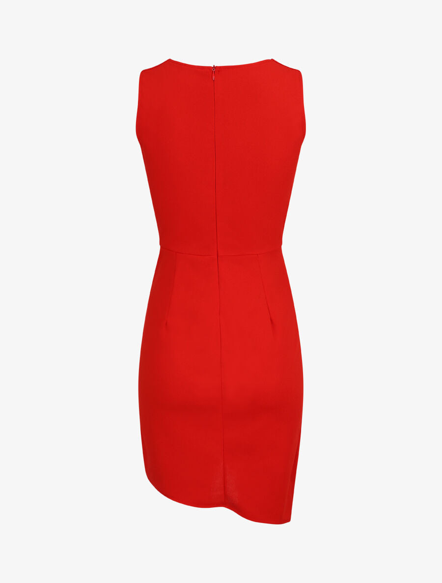 Robe drapée sans manches - Rouge - 2