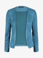 Veste ouverte effet daim - Bleu - 1