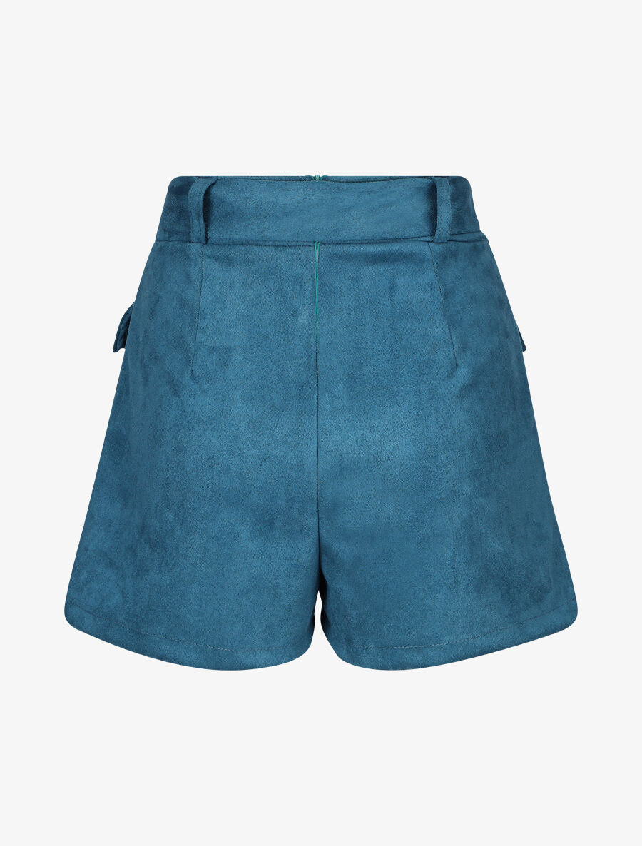Jupe short en suédine - Bleu - 2