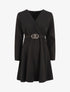 Robe uni à col cache-coeur - Noir - 5