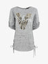 Pull ample à flocage V léopard - Gris chiné - 5