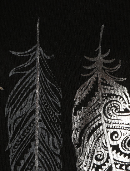 Pull ample à motif plumes irisées - Noir - 3