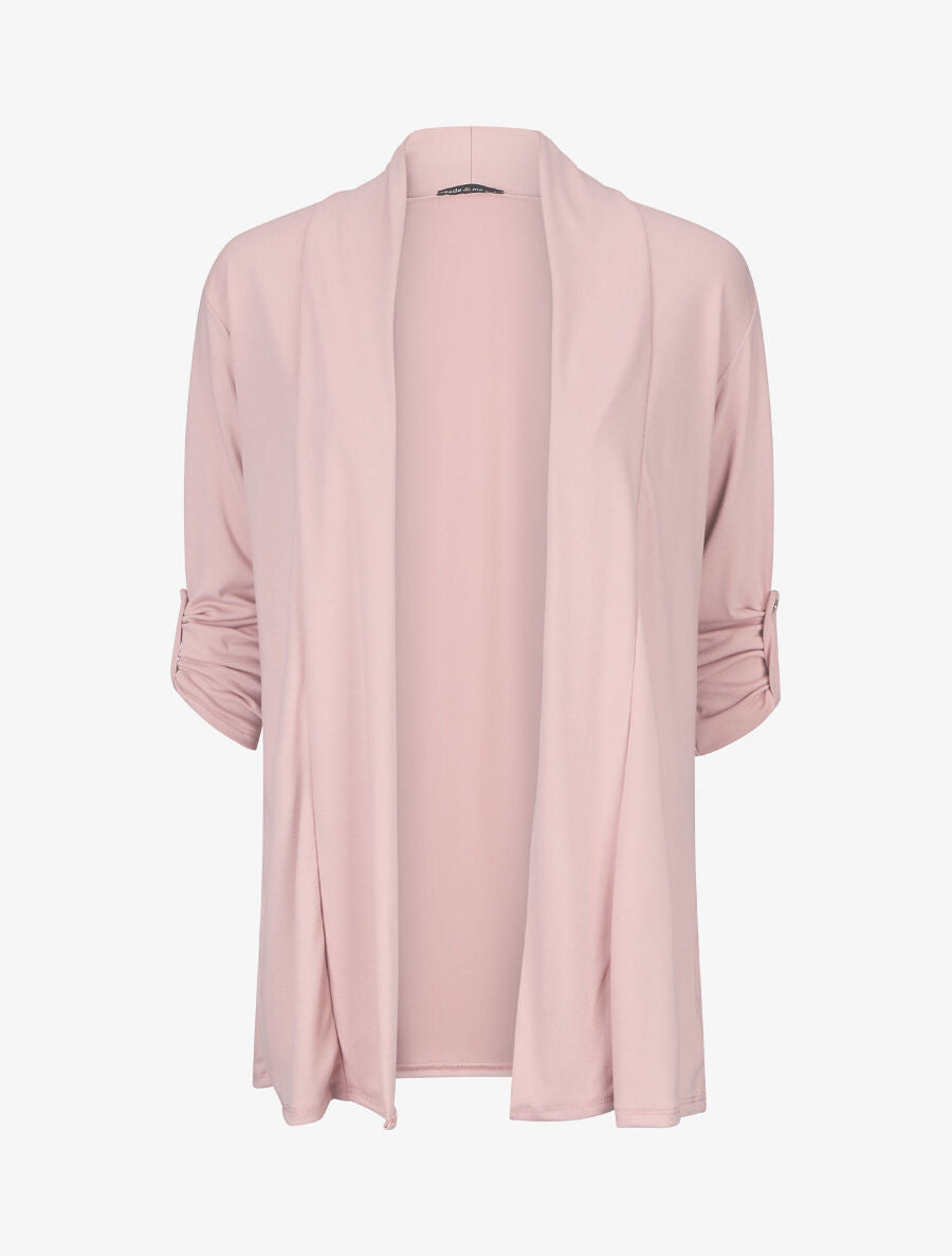 Gilet droit ouvert uni - Rose - 5
