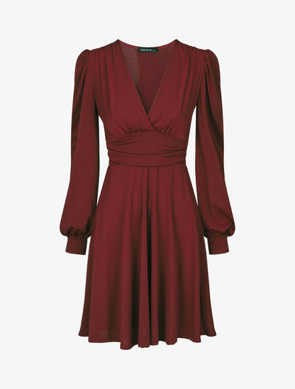 Robe patineuse à col cache-coeur - Bordeaux - 5