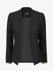 Blazer uni à revers imprimé graphique - Noir/camel - 4