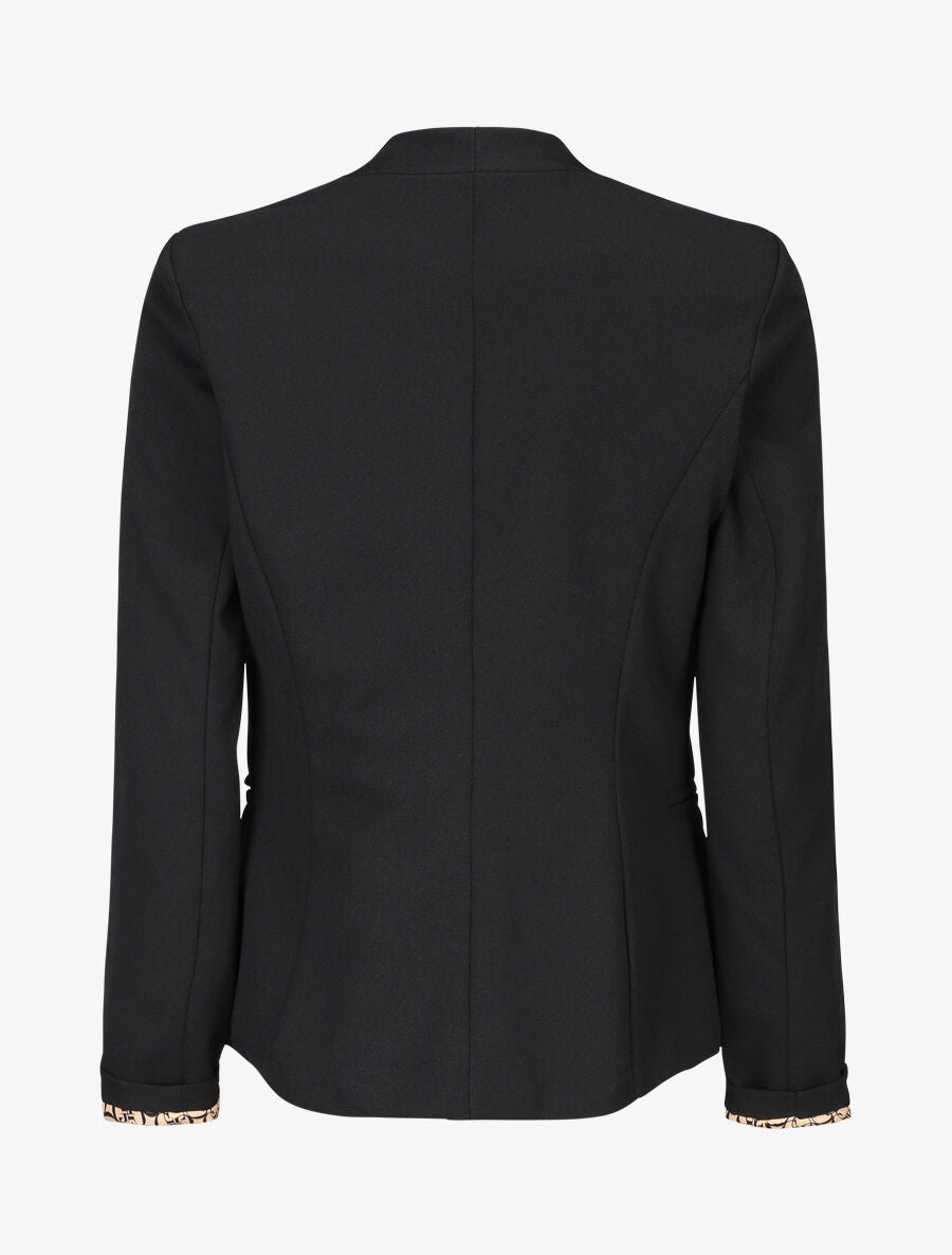 Blazer uni à revers imprimé graphique - Noir/camel - 2