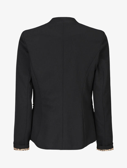 Blazer uni à revers imprimé graphique - Noir/camel - 2