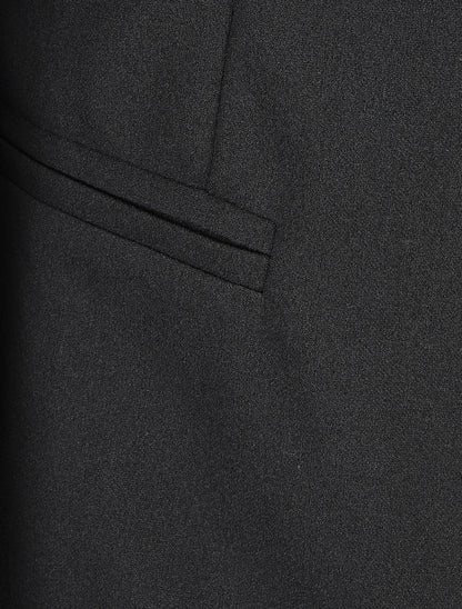 Blazer uni à revers imprimé graphique - Noir/camel - 3