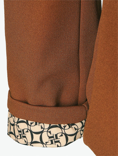 Blazer uni à revers imprimé graphique - Camel - 3