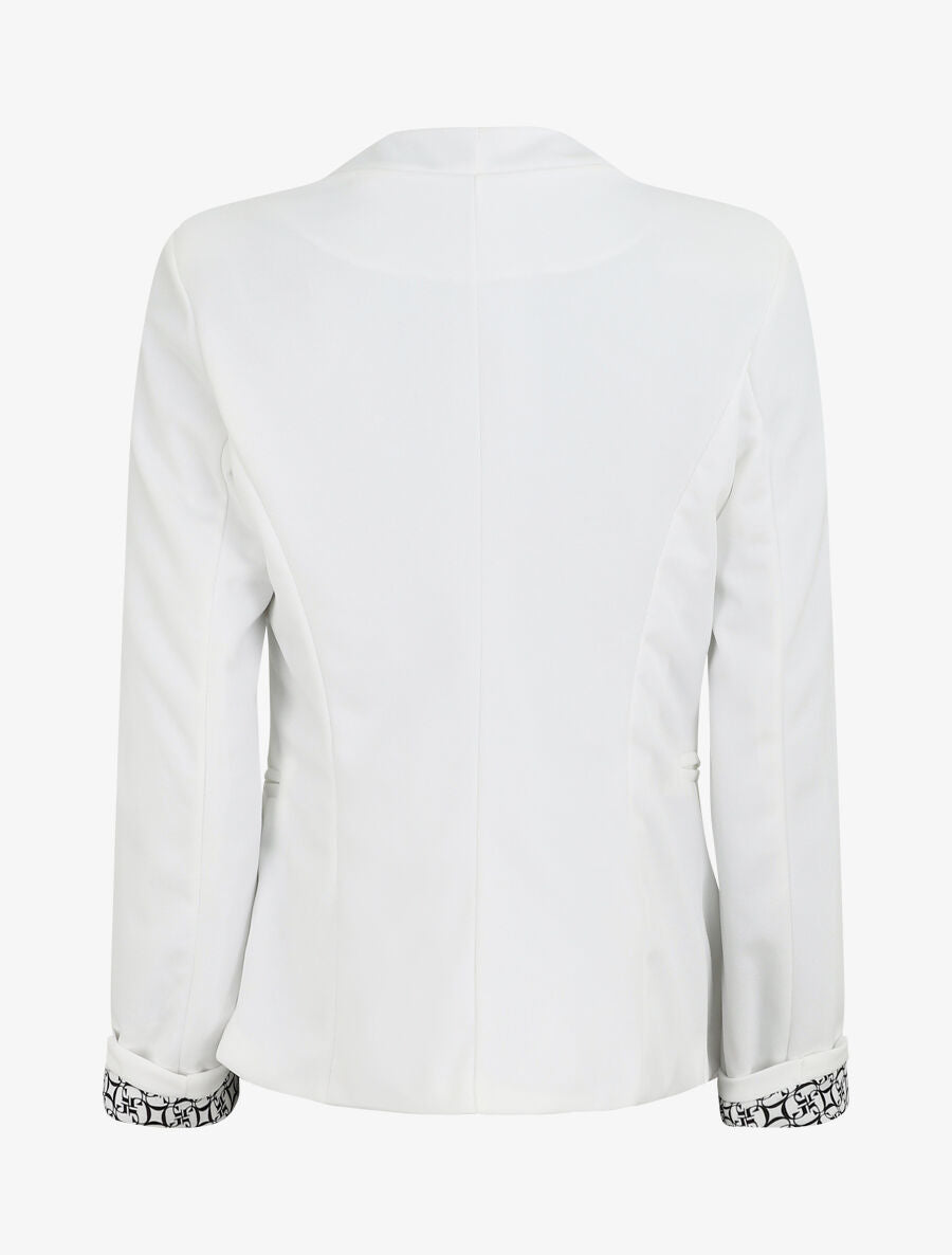 Blazer uni à revers imprimé graphique - Blanc - 2