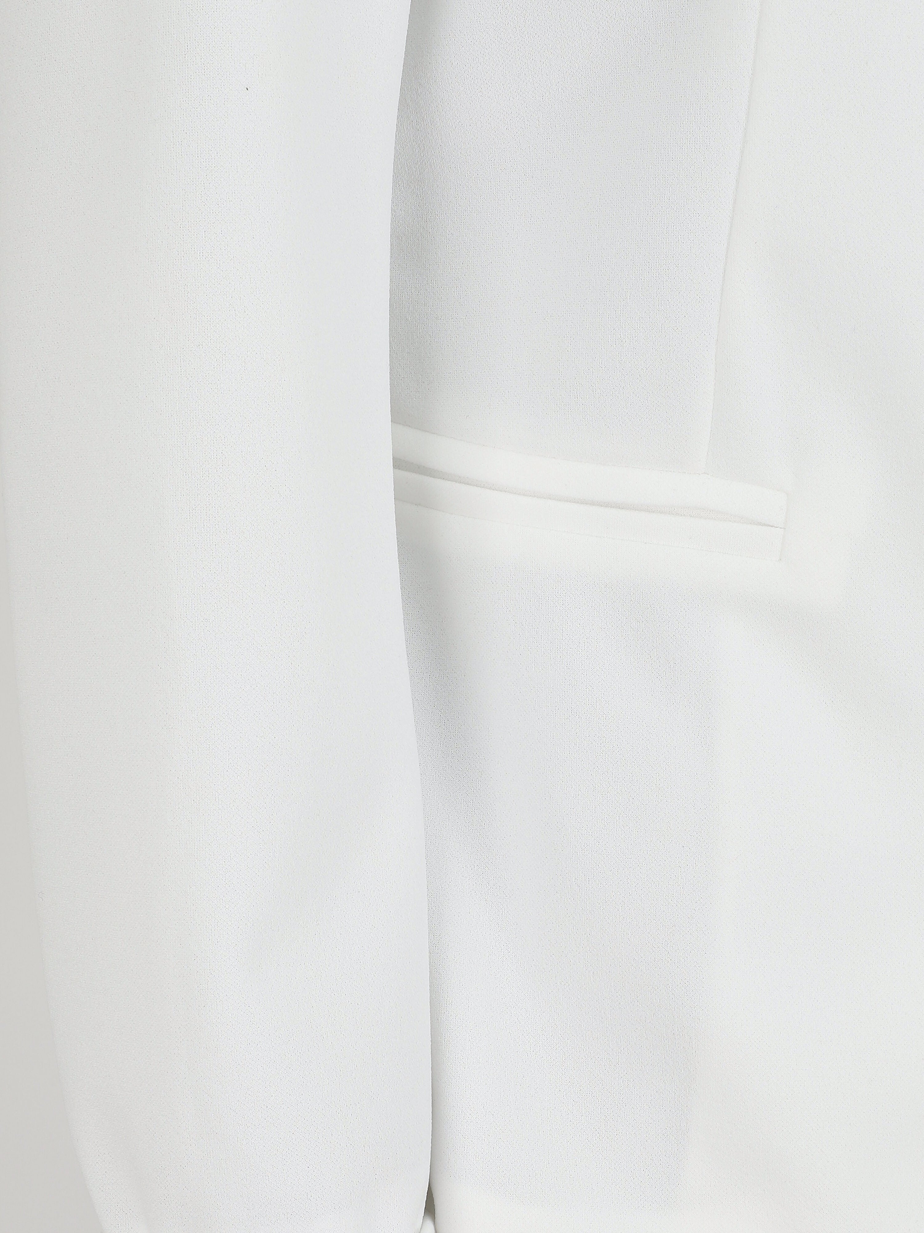 Blazer uni à revers imprimé graphique - Blanc - 3