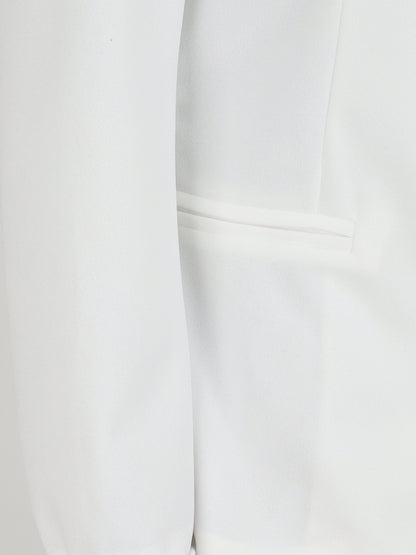 Blazer uni à revers imprimé graphique - Blanc - 3