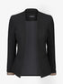 Blazer uni à revers imprimé grec - Noir - 4