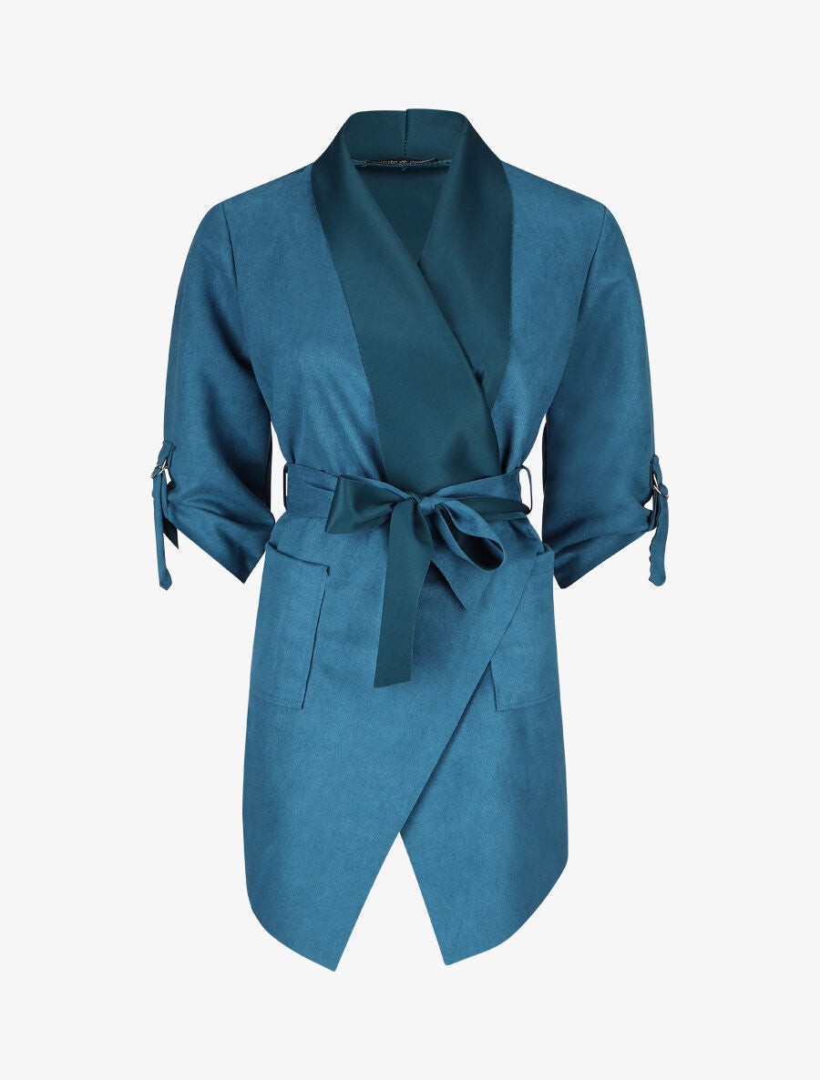 Gilet jeté en suédine - Bleu - 5
