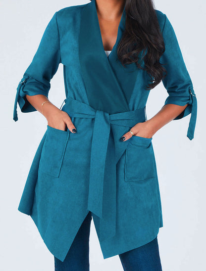 Gilet jeté en suédine - Bleu - 4