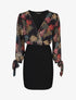 Robe fourreau à buste imprimé feuillage - Noir - 1