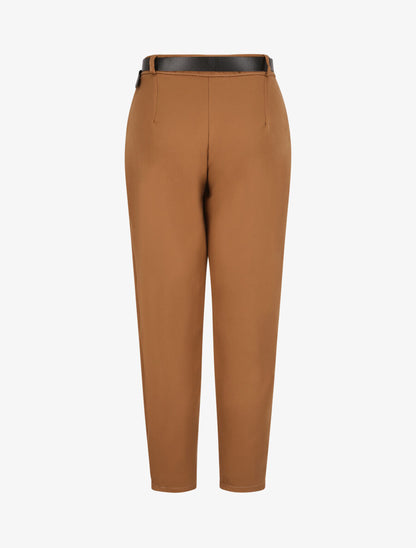 Pantalon dad uni taille standard - Camel - 2