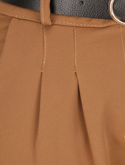 Pantalon dad uni taille standard - Camel - 3