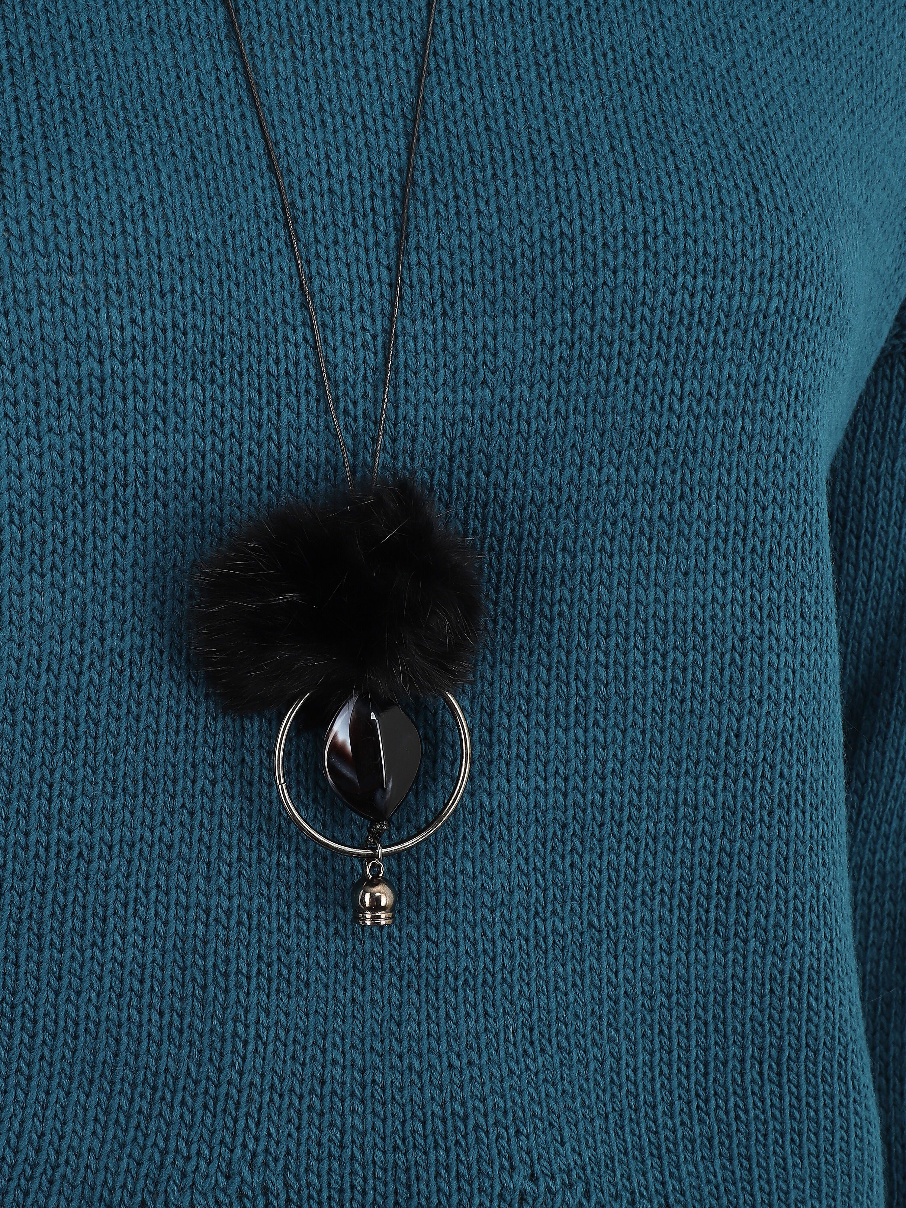Pull uni col bateau - Bleu canard - 3