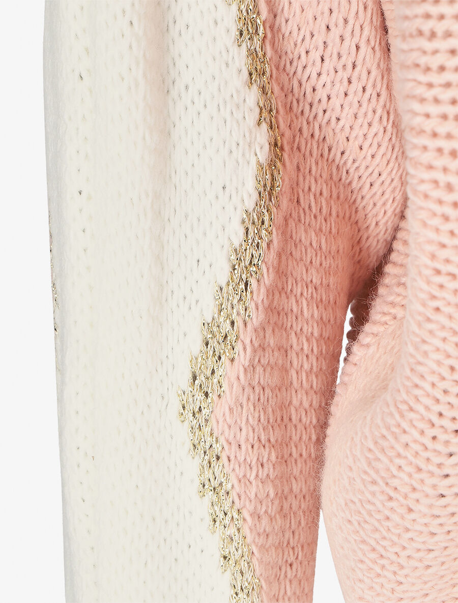Pull en maille à motif V irisé - Rose - 3