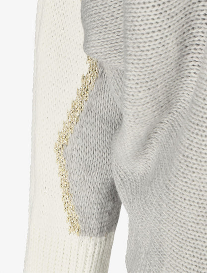 Pull en maille à motif V irisé - Gris - 3