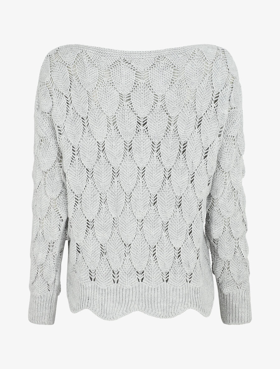 Pull en maille effet écaille - Gris clair - 2