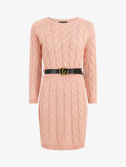 Robe pull courte effet tressé - Rose poudré - 4