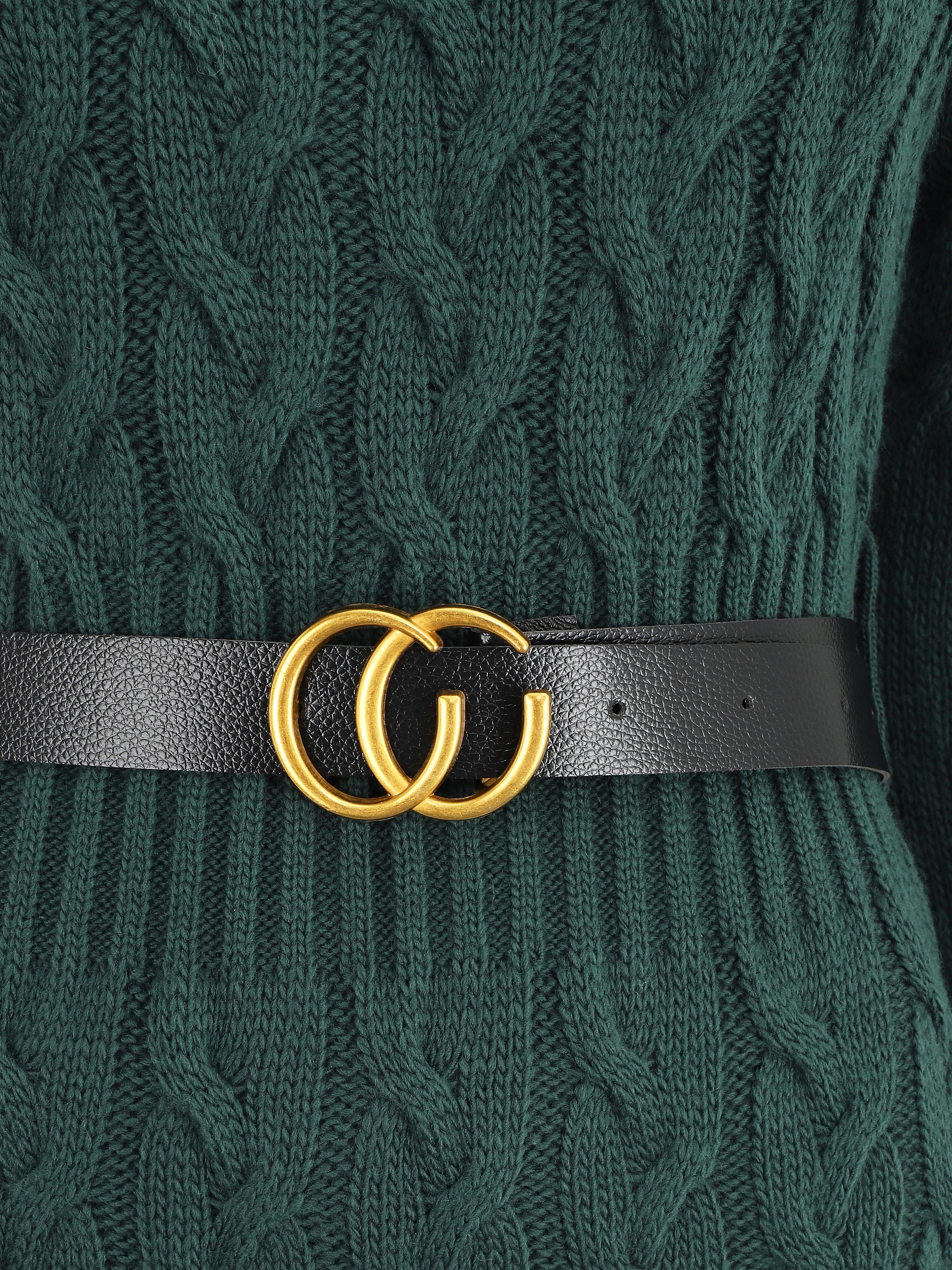 Robe pull courte effet tressé - Vert sapin - 3