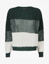 Pull en grosse maille bicolore - Vert sapin - 1