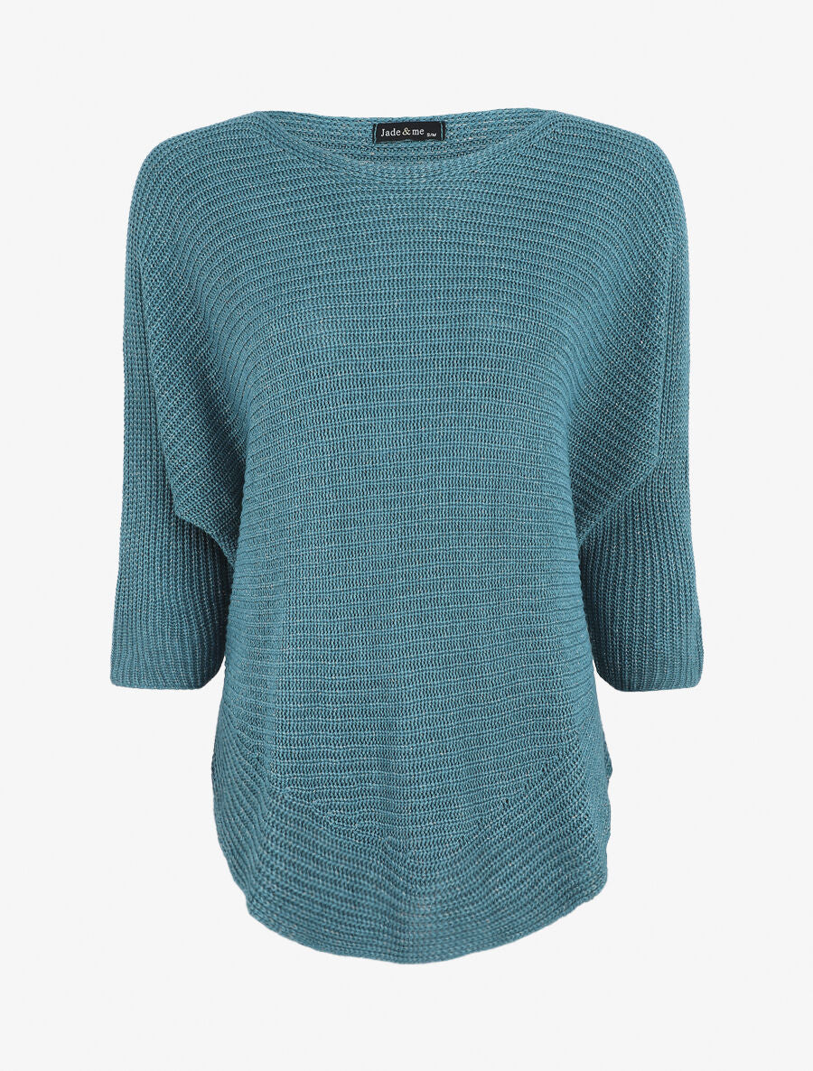 Pull irisé col bateau - Bleu canard - 1