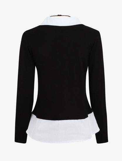 Pull à chemise superposée - Noir - 2